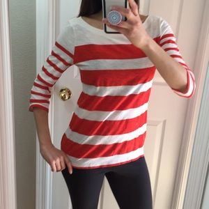 LOFT orange and white striped shirt